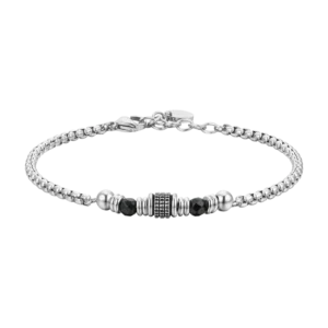 Luca Barra bracciale catena con agata nera