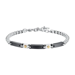 Luca Barra bracciale catena con ceramica nera