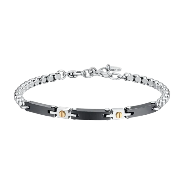 Luca Barra bracciale catena con ceramica nera