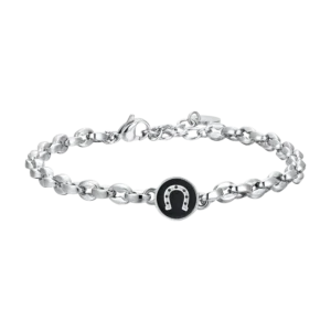 Luca Barra bracciali catena con ferro di cavallo e smalto nero