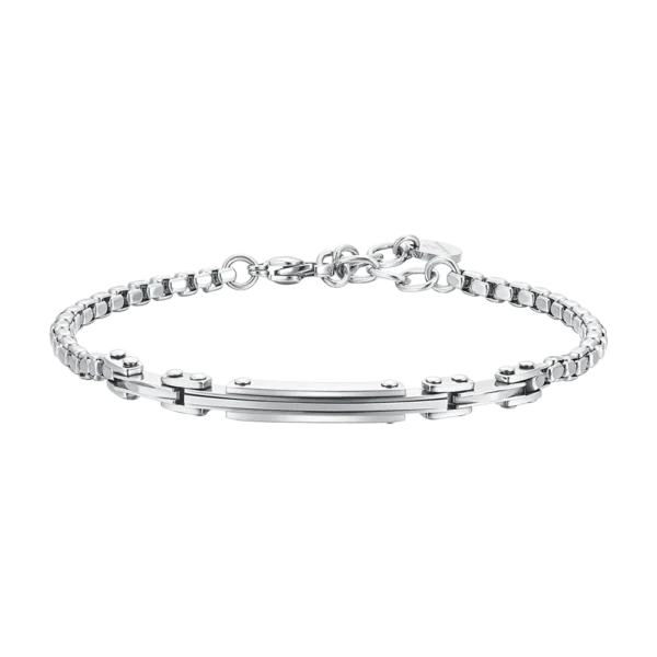 Luca Barra bracciale catena con piastra ed elementi