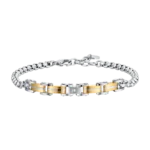 Luca Barra bracciale catena con zircone nero e ip gold