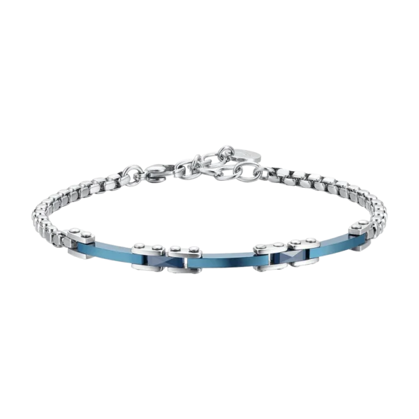Luca Barra bracciali catena con ceramica blu