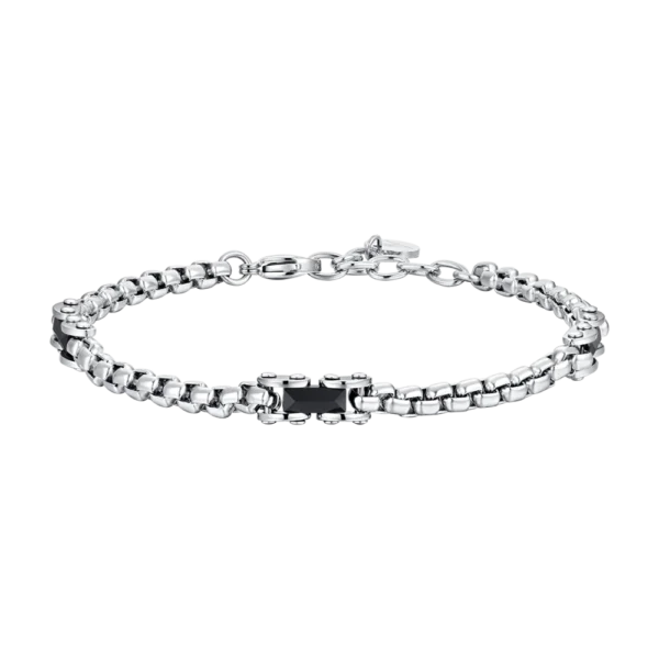 Luca Barra bracciale catena con elementi a ceramica nera