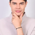 Luca Barra bracciale catena con ceramica nera