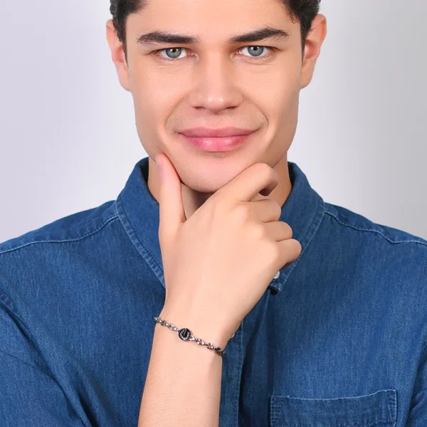 Luca Barra bracciali catena con ferro di cavallo e smalto nero