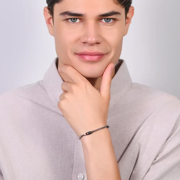 Luca Barra bracciale catena con elementi ip black neri