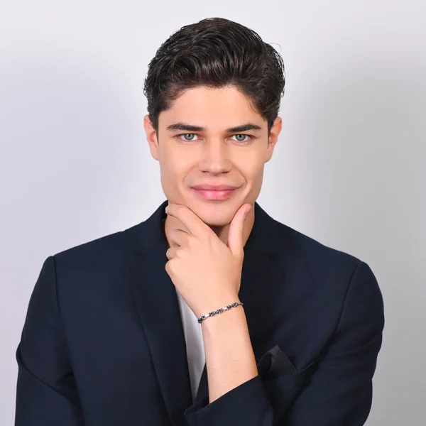 Luca Barra bracciale catena con elementi ip blu