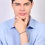 Luca Barra bracciale catena con zircone nero e ip gold