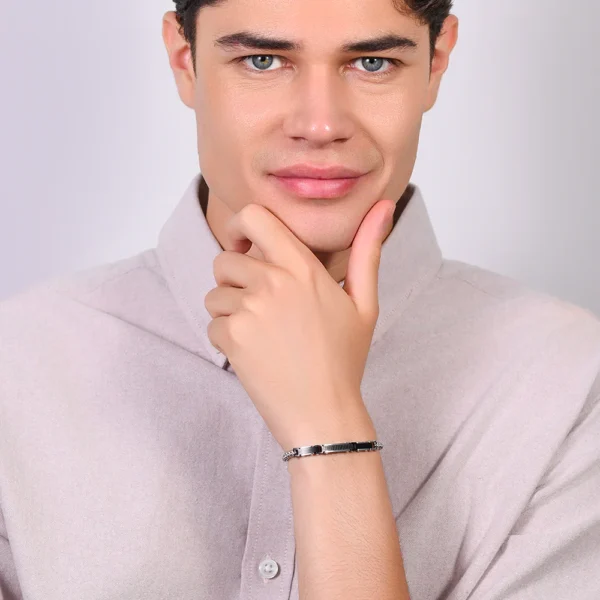 Luca Barra bracciale catena con elementi ip black