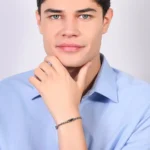 Luca Barra bracciale catena con elementi a ceramica nera