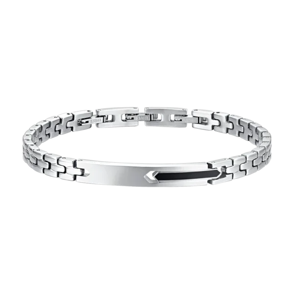 Luca Barra bracciale catena con elemento ip nero