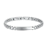 Luca Barra bracciale catena con piastra in acciaio