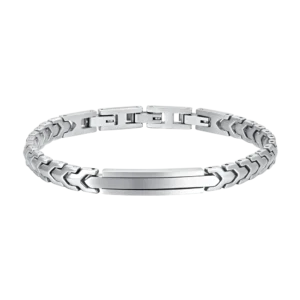 Luca Barra bracciale catena con piastra in acciaio