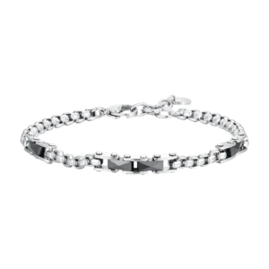 Luca Barra bracciale catena con elementi in ceramica nera