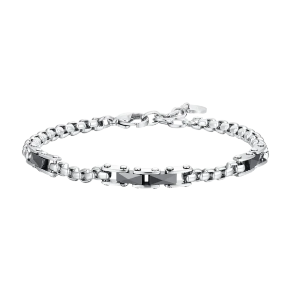 Luca Barra bracciale catena con elementi in ceramica nera