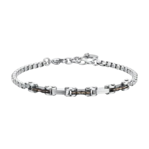 Luca Barra bracciale catena con elementi ip nero e ip rose