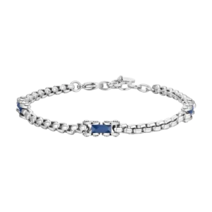 Luca Barra bracciale catena con elementi a ceramica blu