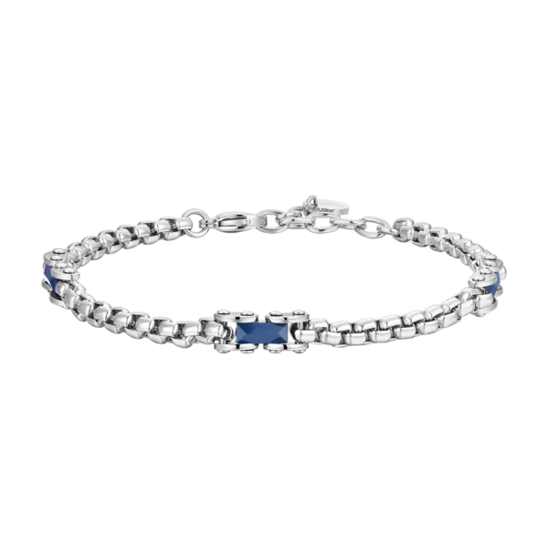 Luca Barra bracciale catena con elementi a ceramica blu