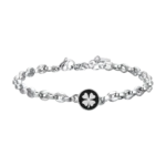 Luca Barra bracciale catena con quadrifoglio con smalto nero