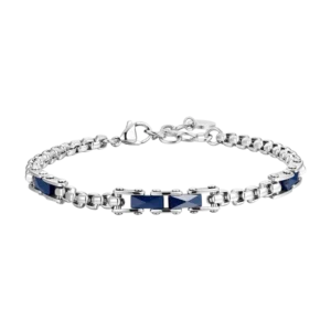Luca Barra bracciale catena con ceramica blu