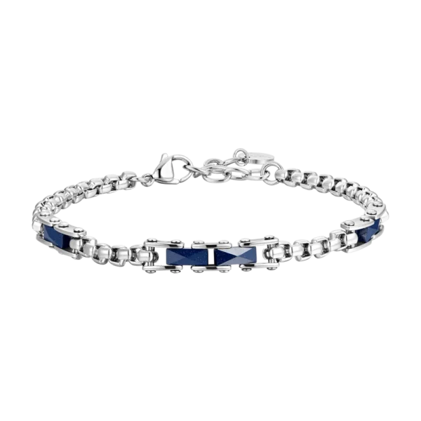 Luca Barra bracciale catena con ceramica blu