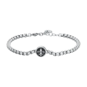 Luca Barra bracciale catena con giglio e smalto nero