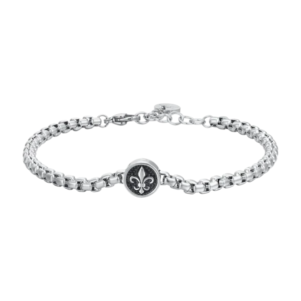 Luca Barra bracciale catena con giglio e smalto nero