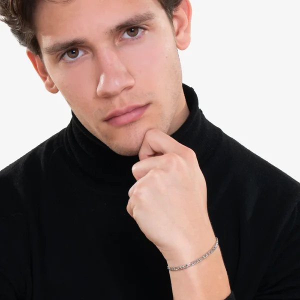 Luca Barra bracciale uono catena in acciaio