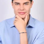 Luca Barra bracciale catena con elementi a ceramica blu