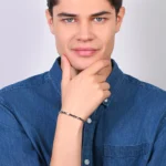 Luca Barra bracciale catena con elementi ip nero e ip rose