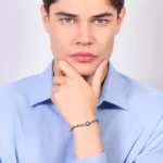 Luca Barra bracciale catena con quadrifoglio con smalto nero