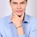 Luca Barra bracciale catena con ceramica blu