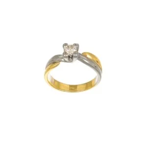 anello due ori solitario con diamante kt 0.18 gvs1