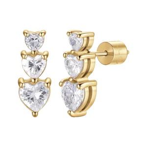 Luca Barra orecchino con cuore dorato con zirconi bianchi