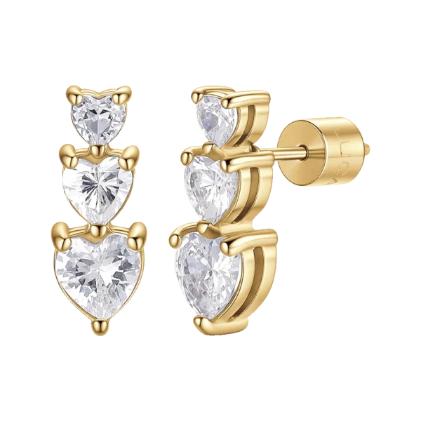 Luca Barra orecchino con cuore dorato con zirconi bianchi