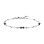 Luca Barra bracciale catena con pietre agata nere colore acciaio