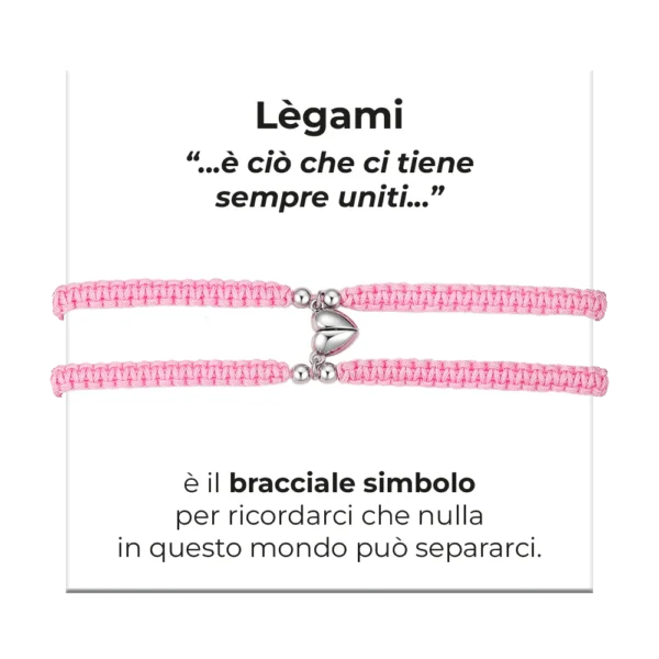 Luca Barra bracciale corda con cuore calamitato rosa