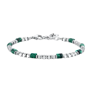 Luca Barra bracciale catena con pietre malachite verde