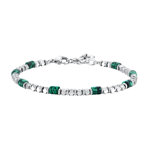 Luca Barra bracciale catena con pietre malachite verde