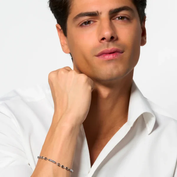 Luca Barra bracciale catena con ematite siver