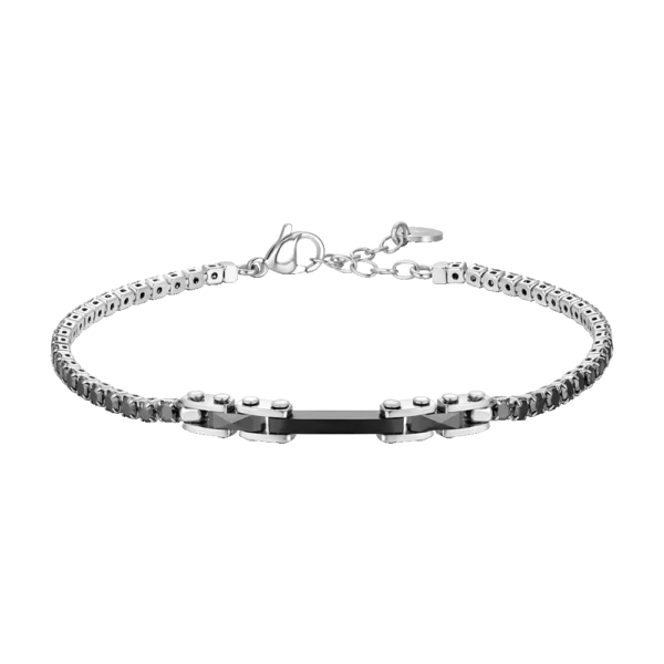 Luca Barra bracciale tennis con ceramica nera e zirconi neri