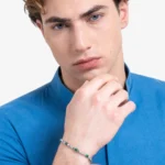 Luca Barra bracciale catena con pietre malachite verde