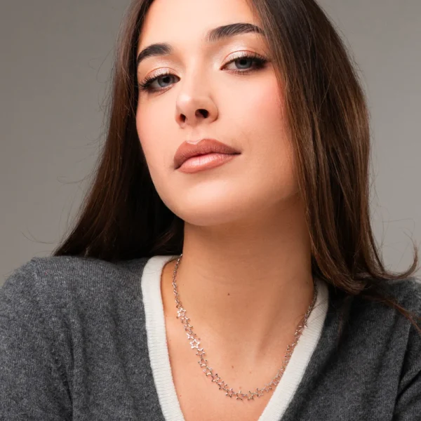 Luca Barra collana donna con stelle colore acciaio