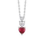 Luca Barra collana catena con cuore, zirconi bianchi e rossi