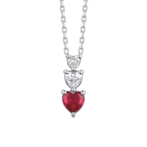 Luca Barra collana catena con cuore, zirconi bianchi e rossi