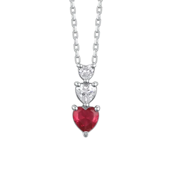 Luca Barra collana catena con cuore, zirconi bianchi e rossi