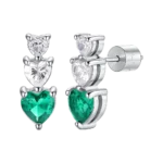 Luca Barra orecchino con cuori con zirconi bianchi e verdi
