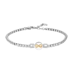 Luca Barra bracciale tennis con zirconi bianchi e infinito ip rose
