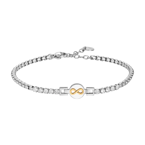 Luca Barra bracciale tennis con zirconi bianchi e infinito ip rose
